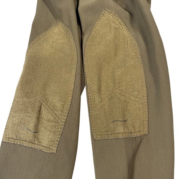 TuffRider Ladies Ribb Low-Rise Pull-On Knee Patch Breeches Taupe Size 32 - Picture 10 of 10
